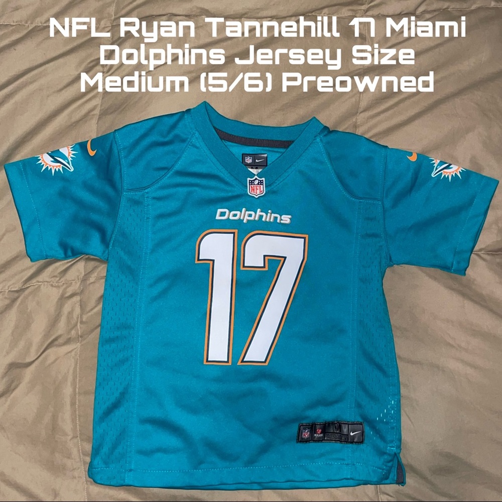 NFL Nike Miami Dolphins Jersey Ryan Tannehill 17 Size Medium (5/6) Boys Teal